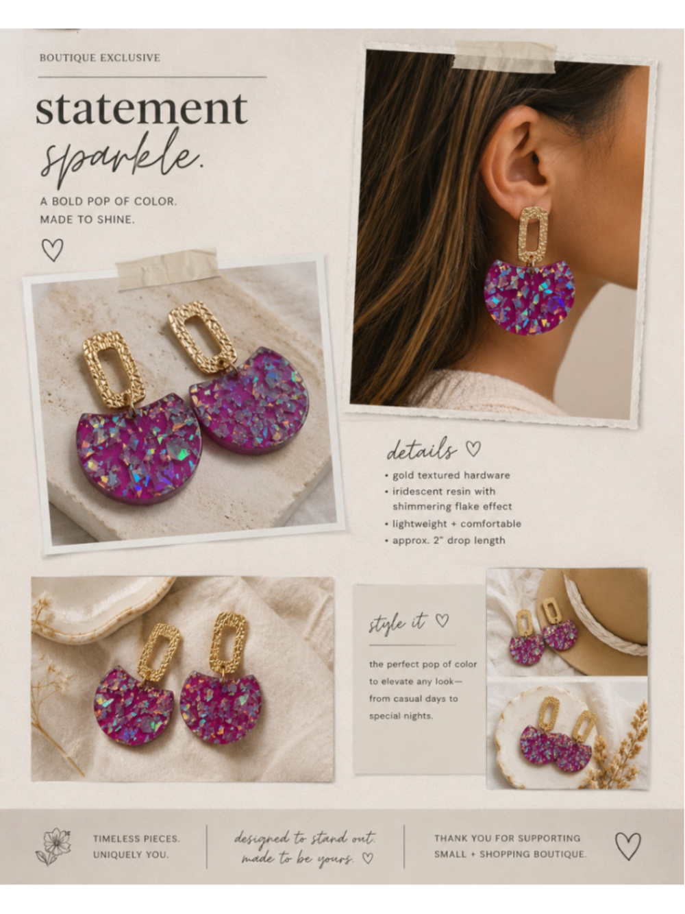 Womens Taylor Shaye Designs Earrings Purple Gold F26